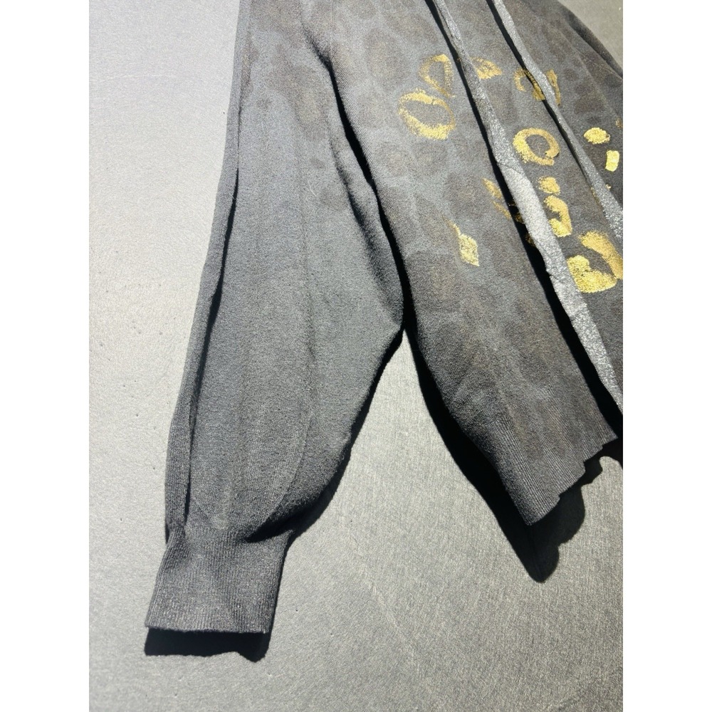 New Collection Hoodie Women's Gray Leopard Print with Gold Foil Accents & Gilt - Picture 6 of 16